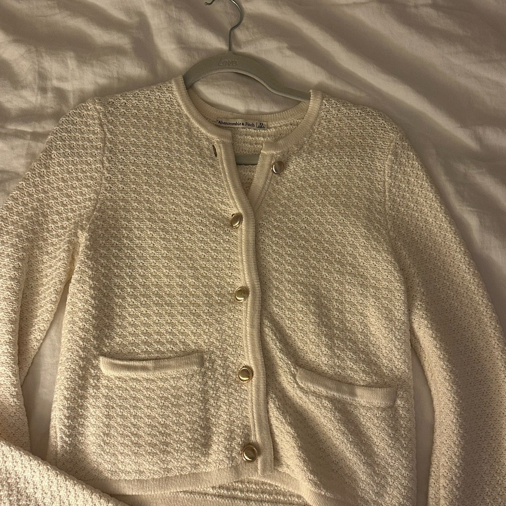 Elegant Cream cardigan with gold